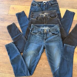 3 pair of Flying Monkey Women's Blue Skinny Jeans sizes 27 & 28